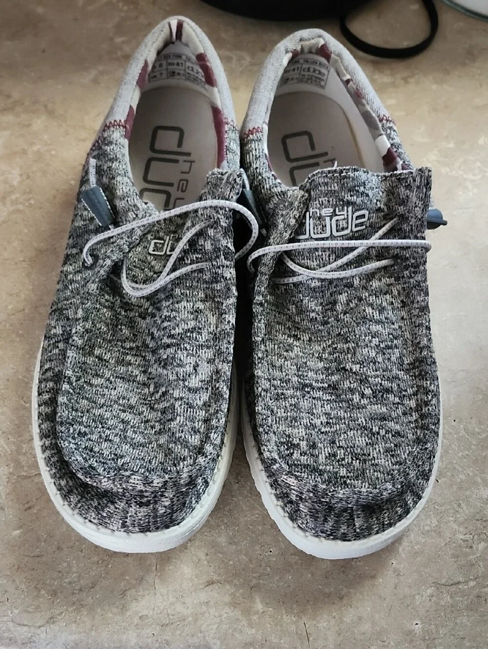 Hey Dude Gray Knit Slip-On Loafers with Camo Accent